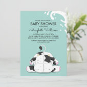 Schattigee Kleine Koe Baby shower Party Invitation Kaart (Staand voorkant)