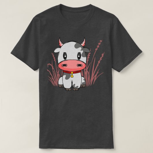Schattigee Kleine Koe Chibi toon Koe Lover Gift T-shirt (Design voorkant)