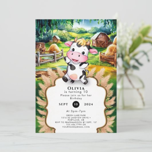 Schattigee Kleine Koe Verjaardag Kaart (Staand voorkant)