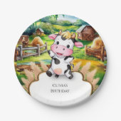 Schattigee Kleine Koe Verjaardag Papieren Bordje (Voorkant)