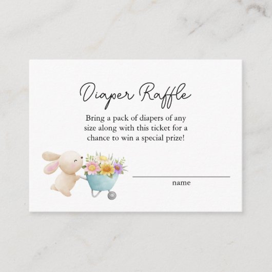 Schattigee kleine konijntje wilde bloemen luier ra informatiekaartje (Voorkant)