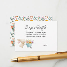 Schattigee kleine konijntje wilde bloemen luier ra informatiekaartje