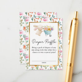 Schattigee kleine konijntje wilde bloemen luier ra informatiekaartje