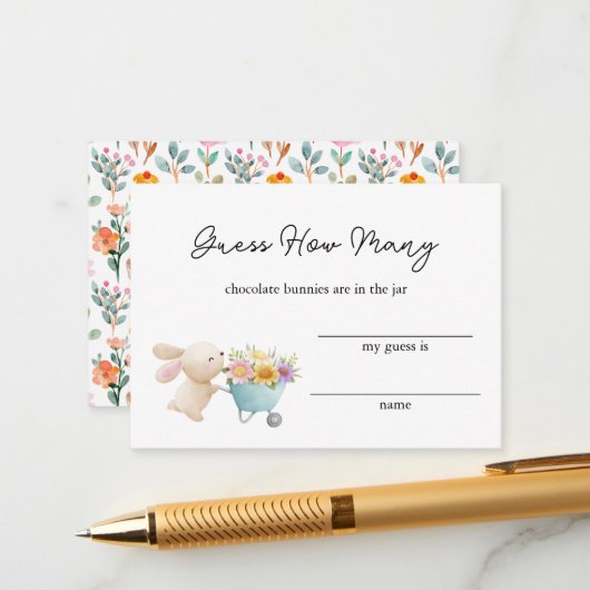 Schattigee kleine konijntje wilde bloemen raden ho informatiekaartje (Voorkant / Achterkant in situ)