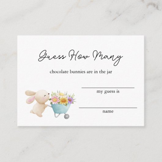 Schattigee kleine konijntje wilde bloemen raden ho informatiekaartje (Voorkant)