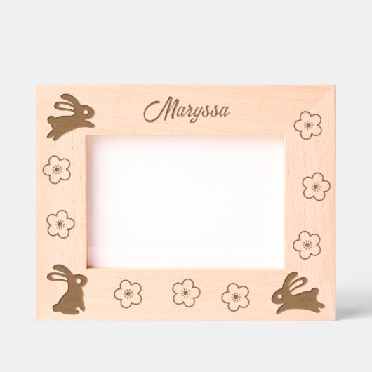Schattigee kleine konijntjes en bloemen 7x5 gegraveerde lijstjes (Voorkant)