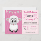Schattigee Kleine Lamb Kids Verjaardagsfeestuitnod Kaart (Voorkant)