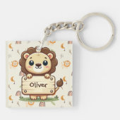 Schattigee kleine leeuw met een naambord sleutelhanger (Achterkant)