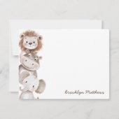 Schattigee kleine leeuw, nijlpaard en olifant Kind Notitiekaartje (Voorkant)