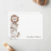 Schattigee kleine leeuw, nijlpaard en olifant Kind Notitiekaartje (Voorkant / Achterkant in situ)