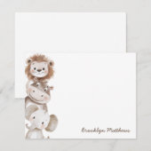 Schattigee kleine leeuw, nijlpaard en olifant Kind Notitiekaartje (Voorkant / Achterkant)