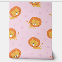 Schattigee kleine leeuwen met voetafdrukken op lic behang