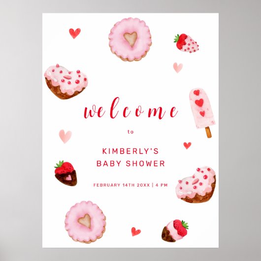 Schattigee kleine lieverd donuts welkom Baby showe Poster (Voorkant)