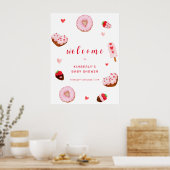 Schattigee kleine lieverd donuts welkom Baby showe Poster (Keuken)