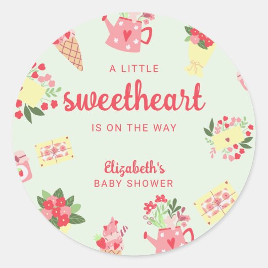 Schattigee Kleine Lieverd op de Weg Baby shower Ronde Sticker (Voorkant)