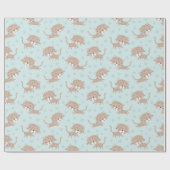 Schattigee kleine luipaarden en voetafdrukken mint cadeaupapier (Vlak)