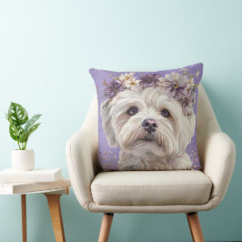 SCHATTIGEE KLEINE MALTESE PUPPYHOND MET PAARSE BLO KUSSEN