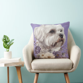SCHATTIGEE KLEINE MALTESE PUPPYHOND MET PAARSE BLO KUSSEN