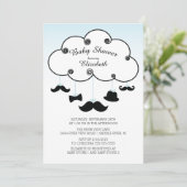 Schattigee kleine Man snor baby douche uitnodiging (Staand voorkant)