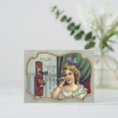 Schattigee kleine meisje Antiek telefoon Briefkaart (Staand voorkant)