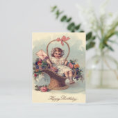 Schattigee kleine meisje mand bloemen brief briefkaart (Staand voorkant)