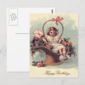 Schattigee kleine meisje mand bloemen brief briefkaart (Voorkant / Achterkant)