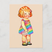 SCHATTIGEE  KLEINE MEISJE PAPIEREN POP BRIEFKAART (Voorkant)