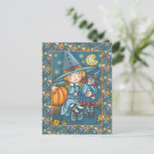 SCHATTIGEE KLEINE MEISJESHEKS, LAPPENPOP, VROLIJKE BRIEFKAART (Staand voorkant)