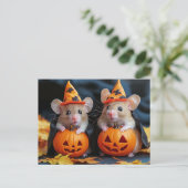 Schattigee kleine Mice Halloween Pumpkins Briefkaart (Staand voorkant)