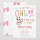 Schattigee kleine Miss ONEderful 1st Birthday Bunn Kaart (Voorkant / Achterkant)