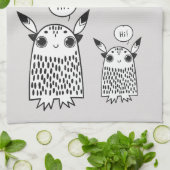 Schattigee kleine monster cartoon theedoek (Gevouwen)