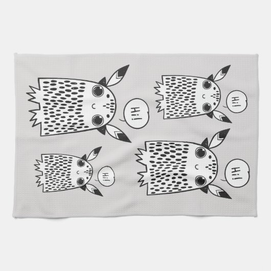 Schattigee kleine monster cartoon theedoek (Horizontaal)