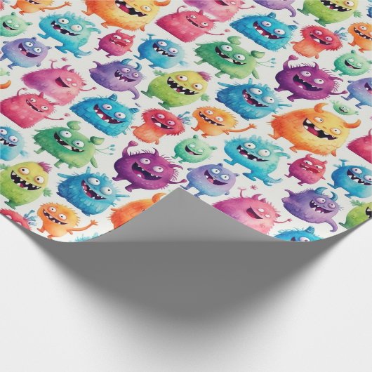 Schattigee kleine Monsters 3 - Cadeaupapier (Hoek)