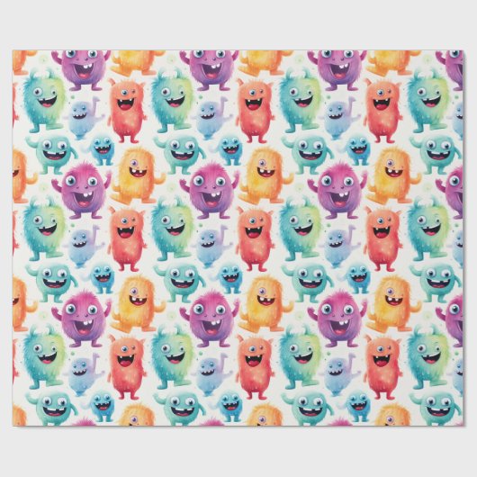 Schattigee kleine Monsters 4 - Cadeaupapier (Vlak)