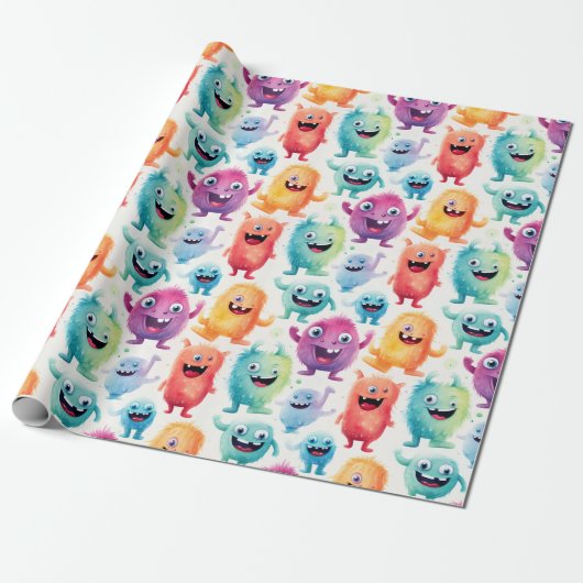 Schattigee kleine Monsters 4 - Cadeaupapier (Uitgerold)