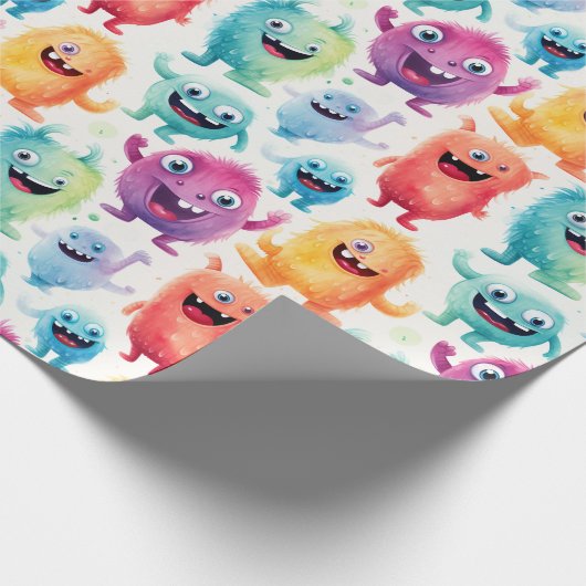 Schattigee kleine Monsters 4 - Cadeaupapier (Hoek)