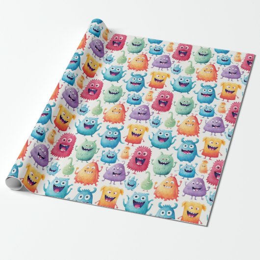 Schattigee kleine Monsters 5 - Cadeaupapier (Uitgerold)