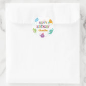 Schattigee kleine monsters Happy Birthday Party, e Ronde Sticker (Tas)