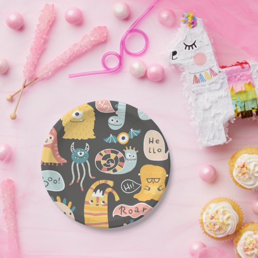 Schattigee Kleine Monsters Party Borden Papieren Bordje (Feest)