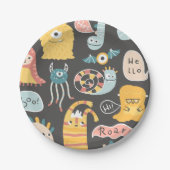 Schattigee Kleine Monsters Party Borden Papieren Bordje (Voorkant)