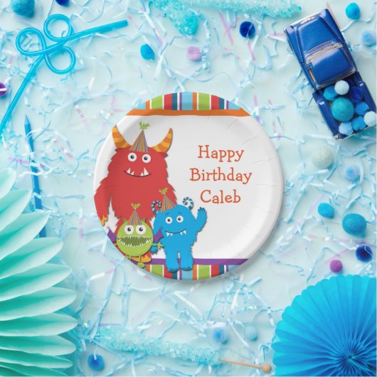 Schattigee kleine monsters verjaardagsfeest Borden Papieren Bordje (Feest)