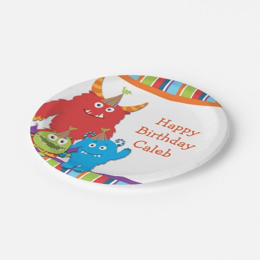 Schattigee kleine monsters verjaardagsfeest Borden Papieren Bordje (Gekanteld)