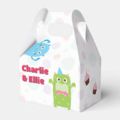 Schattigee kleine monsters verjaardagsfeestje dank bedankdoosjes (Achterkant)