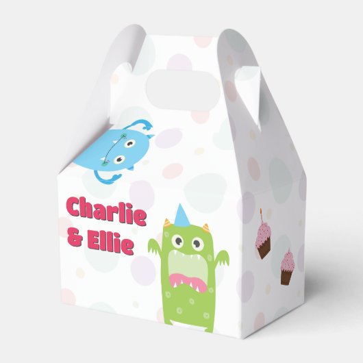 Schattigee kleine monsters verjaardagsfeestje dank bedankdoosjes (Achterkant)