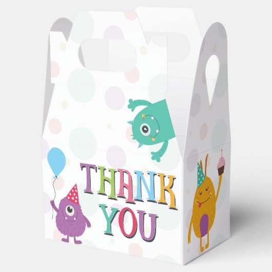 Schattigee kleine monsters verjaardagsfeestje dank bedankdoosjes (Geopend)