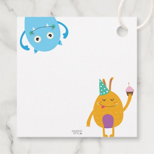 Schattigee kleine monsters verjaardagsfeestje dank bedankjes labels (Achterkant)