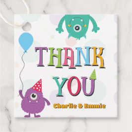 Schattigee kleine monsters verjaardagsfeestje dank bedankjes labels