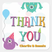 Schattigee kleine monsters verjaardagsfeestje dank vierkante sticker (Voorkant)