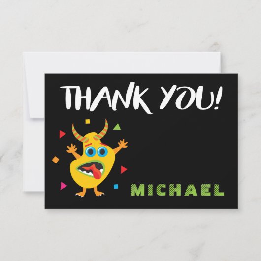 Schattigee kleine monsterverjaardag bedankt kaart (Voorkant)