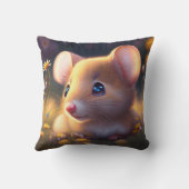Schattigee kleine muis in een bloemweide kussen (Achterkant)